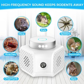 Mice Repellent for House Ultrasonic Squirrel Repeller Pest Repellent Ultrasonic Plug in Rodent Repellent Indoor Electronic Mouse Deterrent Devices Rat Control with LED RV Strobe Lights for Home Attic