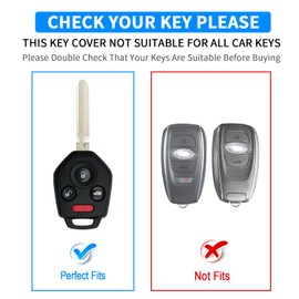 QBUC for Subaru Key Fob Cover With Keychain Soft TPU Protection Case Compatible with 2008-2019 Subaru Ascent BRZ Crosstrek Forester Impreza Legacy Outback Solterra WRX STI XV(Gold Trim Blue)
