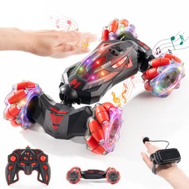 LUZHIS Gesture RC Car, 2.4GHz 4WD Gesture Sensing RC Stunt Car Toys for 6-12 yr Boys Girls, Hand Controlled rc car Offroad 360° Rotation with Lights Music for Birthday Gifts