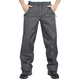 33,000ft Men's Rain Pants, Waterproof Rain Over Pants, Windproof Outdoor Pants for Hiking, Fishing Grey