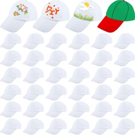 40 Pcs White Baseball Caps Bulk Adjustable Plain Baseball Hat DIY Painting Baseball Caps Blank Ball Hat for Adult Kids Outdoor Sports