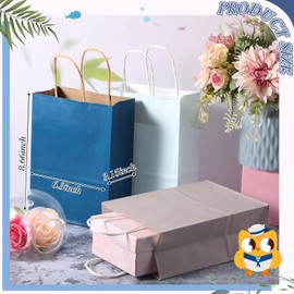 Skyygemm 32 Pcs Christmas Paper Gift Bags Bulk with Handle, 6.3 x 3.2 x 8.6 Inch Assorted Colors Kraft Goodie Gift Wrap Bags for Christmas Birthday Party Favor Decor(Navy Blue)