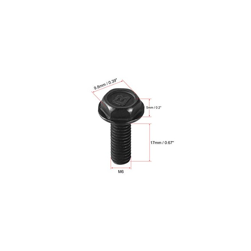sourcing map Metric M6x17mm Hex Flange Bolts Left Hand Thread