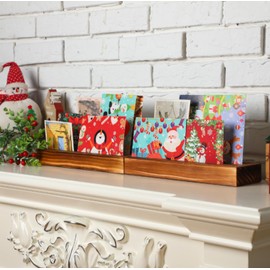 Cinnvoice 2 Pcs christmas card holder display 12 Inch Wood Christmas Card Display and Organizer for Greeting Cards Photos Farmhouse Wooden Xmas Decorations Centerpiece for Table Shelf Desk Mantel