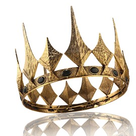 Queen King Opal Crown Round Royal Crown For Prom Pageant Birthday Party Valentines Costume, Small Size 6.29" Diameter, Metal, Opal