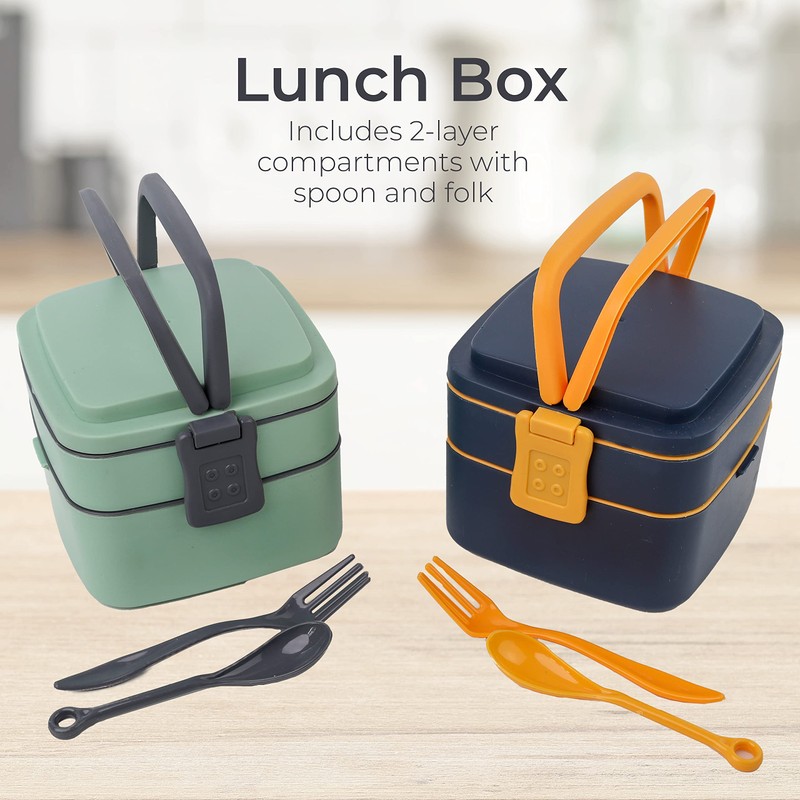 DIVCHI Lunch Box Meal Holder 2 Compartments Bento Boxes With