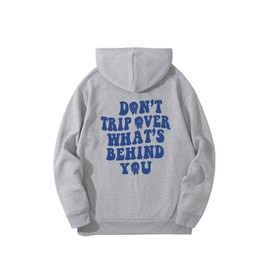 SOLY HUX Men's Letter Graphic Hoodies Drawstring Long Sleeve Pullover Sweatshirt with Pocket Light Grey Letter Small