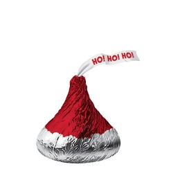 Hershey's Kisses Santa Hat Wrap - Individually Wrapped Chocolate in Red and Silver Foil- Hershey Christmas Candy - Christmas Candy Bulk (2 Pounds)