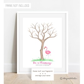 Pink Flamingo Fingerprint Tree, Teacher Gift ideas, Thumbprint Tree, Pink Flamingo Nursery Decoration Ideas, Thumbprint Tree