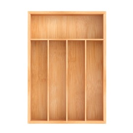 Unibambou Bamboo Utensil Drawer Organizer, Kitchen Organizer for Flatware Cutlery, Silverware Tray for Drawer (5 Slots, Natural)