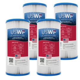 5 Micron 10 Inch x 4.5 Inch | 4-Pack Pleated Polyester Whole House Sediment Replacement Cartridge | Compatible with Culligan CP5-BBS, Hydronix SPC-45-1005 | Made in the USA, US Water Filters