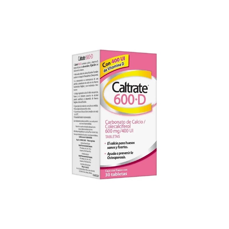 Tabletas De Suplemento 600+d Calcio Y Vitamina D X30 Sabor
