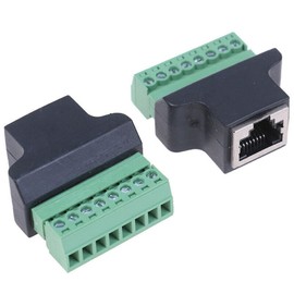 Jienk 2Pcs RJ45 Female to 8 Pins Screw Terminal Block Adapter for Cat7 Cat6 Cat5 Ethernet Extender CCTV UTP Digital DVR Internet,RJ45 8P8C Jack to 8pins Terminal Connector