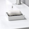 BUYGOO Soap Dish Tray, Ceramic Soap Dish, Stainless Steel Soap