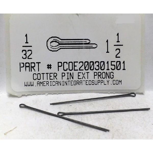 AMERICANINTEGRATEDSUPPLY.COM 1/32X1-1/2 COTTER PINS EXTENDED PRONG STEEL PLAIN (100)