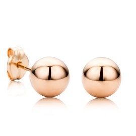 OROVI 9ct (375) Basic Rose Gold 6mm Ball Stud Earrings for Women - Solid Gold Earrings, Hypoallergenic Earrings - Shipped in an Elegant Present Box for a Luxurious Unboxing Experience