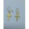 Tiny Plain Cross Christian Sterling Silver Plated Drop Dangle Fish