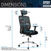 Techni Mobili Mesh Office Chair, Black