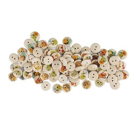 Surtido de Botones de Madera Impresos Botones Decorativos de Madera Redondos Hechos a Mano Pequeños 100 Uds para Ropa Hecha a Mano (Campo de color de registro)