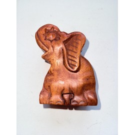 Jewelry Box Handcrafted Suar Wood Elephant puzzle Box, Keepsake Storage
