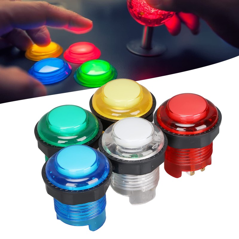 5pcs 28mm Arcade LED Light Push Button with Switch, LED