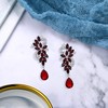 BriLove Women's Wedding Bridal Earrings Bohemian Ruby Color Crystal Flower
