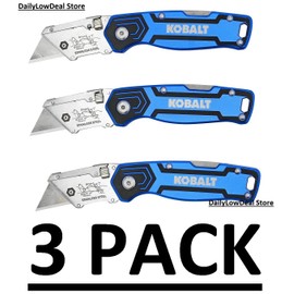 Kobalt 3 PACK - Kobalt Lockback 3/4-in Folding Box Cutter Utility Knife NEW
