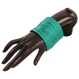 NEW! Touchstone Indian Bollywood Fresh Fashion Trend Setter Beautifully Engraved Work Scintillating Rhinestone Teal Green Color Designer Jewelry Adorable Bracelets Bangle. Set Of 24.For Women.