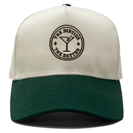 Funky Junque Vintage Green Hats: Embroidered Adjustable Snapback Dad Hat Trucker Baseball Cap Unisex - The Dirtier The Better - Green/Beige