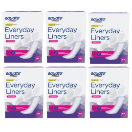 EQUATE 6 Packs of 68 Count (408) Equate Everyday Liners Cotton Extra Long Unscented