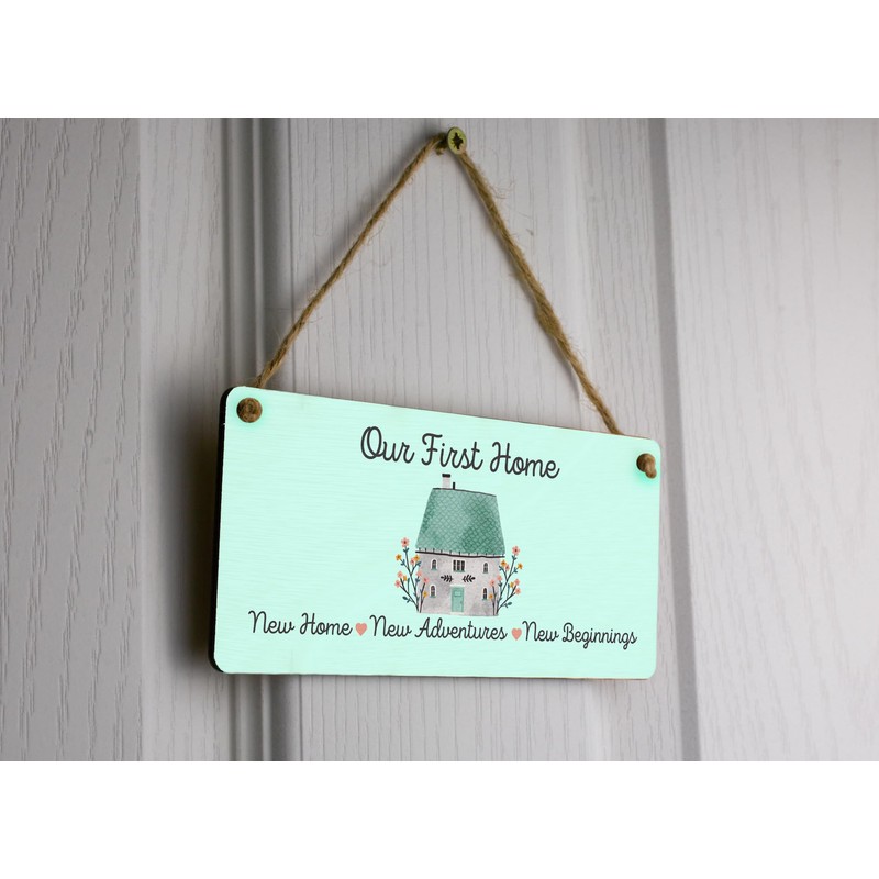 New Beginnings: Full Colour Plywood Hanging Sign – Home Décor,