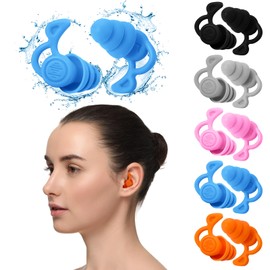 Halinuia 5 Paar Ohrstöpsel für Schwimmbad, Ohrstöpsel, Geräuschunterdrückung, Silikon, wiederverwendbar und wasserdicht, Swimming Earplugs Ohrstöpsel, Flugzeug, für Dusche, Schwimmen, Surfen