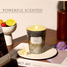 HomeLights Large jar Candle | 1-Wick Long-Lasting Scented Candles, 6.7oz Natural Soy Wax Candle for Home Scented, Industrial Chic Gifts for Women & Men, Smoke Vanilla