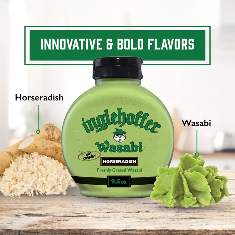 Inglehoffer Hot Creamy Wasabi Horseradish Sauce, 9.5 oz Squeeze Bottle