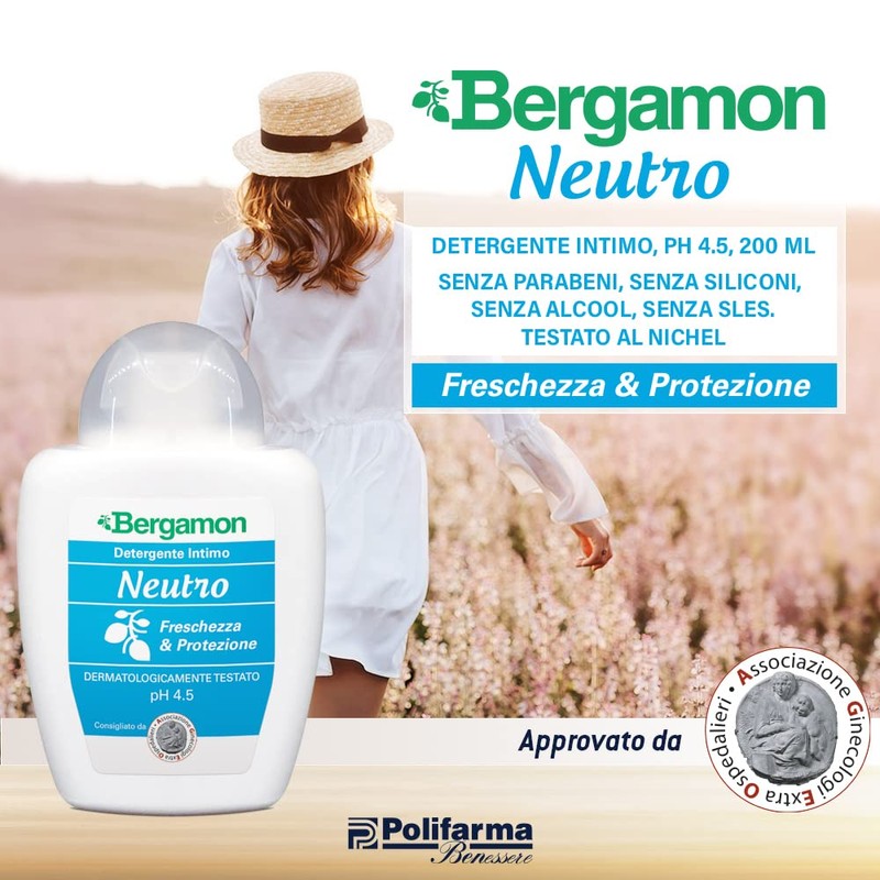 Bergamon Neutro - Freschezza & Protezione, Detergente Intimo, pH 4.5,