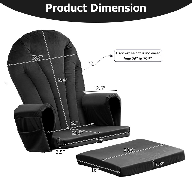 ANMINY 5pcs Glider Rocker Replacement Cushions Set - Thickened Velvet