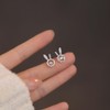 MIKAMU Women's Rabbit Earrings, Diamond, 925 Silver, Sterling Silver, Hypoallergenic,