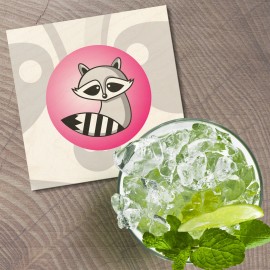 Unbranded Raccoon Emblem Animal 4'' X 4'' Square Wooden Coaster