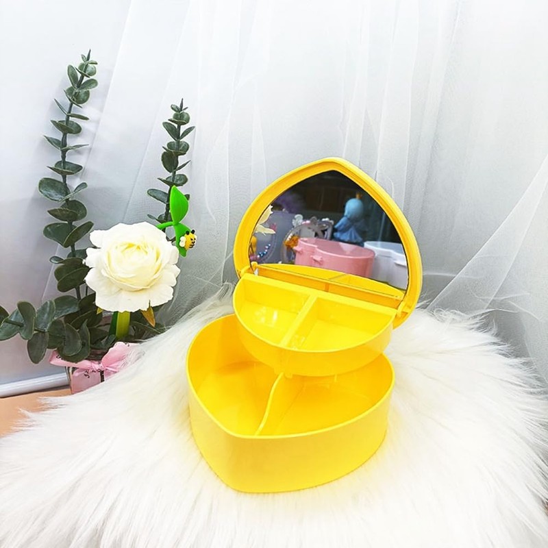 Gokoti Heart Shape Jewelry Boxes Heart-Shaped Jewelry Boxes Plastic Pink