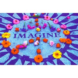 Imagine (John Lennon Memorial) Non-Flocked Blacklight Music Poster Print - 24x36 Blacklight Poster Print, 36x24