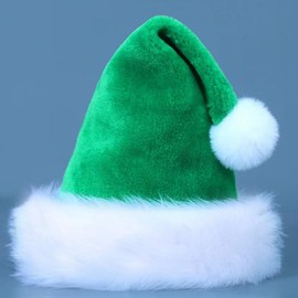 Zhzrche Santa Hat for Adults,Christmas Hat, Xmas Holiday Hat Comfort Velvet for New Year Festive Party Supplies (Green)
