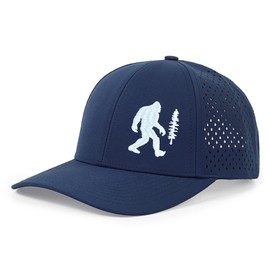 KUBILA Bigfoot Quick Dry Baseball Cap Laser Cut Mesh Ball Cap Curved Brim Snapback,Sasquatch Golf Hats for Men & Women,Nylon Navy Blue