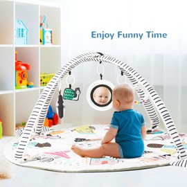 Baby Play Mat Tummy Time Mat with Exclusive Foldable Design, Stage-Based Skill Development Activity Gym, Machine Washable Baby Play Mats for Floor with Gift Package