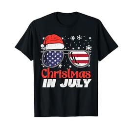 Christmas In July US Flag Santa Patriot Men Women Kids Boys T-Shirt