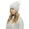 Thingimijigs Ladies Knitted Beanie Hat with Fluffy Faux Fur Pompom