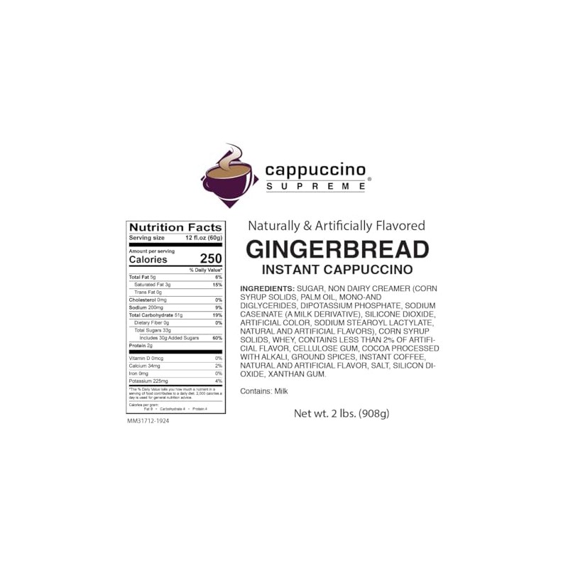 Cappuccino Supreme 2 lb bag Gingerbread Instant Cappuccino Mix