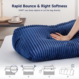 Z-hom Large Wedge Pillow Headboard, Twin Triangular Headboard Pillow, Reading Pillow Standard Bed with a Roll Pillow for Bed Sitting Up Sleeping, Backrest Cushion Headboard Gap Pillow for Back, Blue