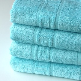 FLAROVAN Hand Towels Bathroom, Cotton Bath Towels Set of 4, Hand Towels Kitchen, Body Shower Towel for Hotel, Spa, Serviette a Main 16x28 (Turquoise)