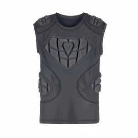 Topeter Kids Padded Compression Shirt with Chest, Rib, Shoulder Protection for Lacrosse, Goalies and Sports Competition XL