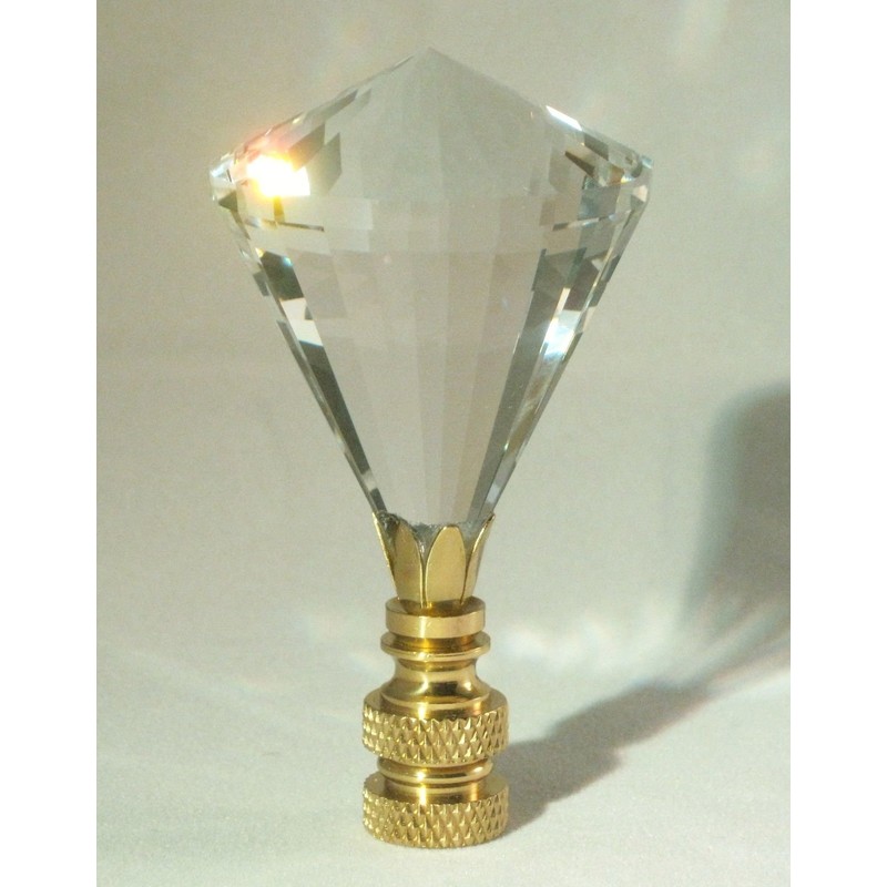 LAMP Finial-Stunning LEADED Crystal LAMP Finial-Clear Diamond/PB